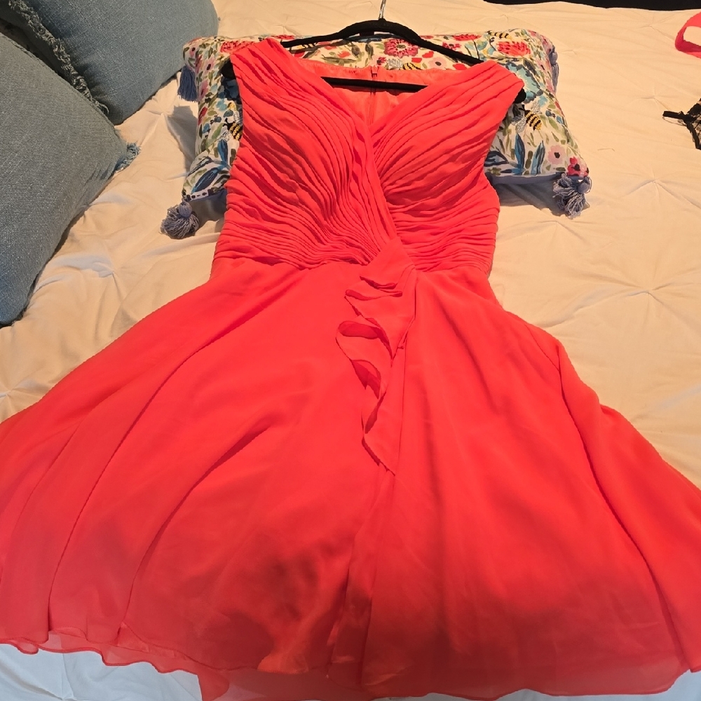 Red Ruched Tiered Mini Dress